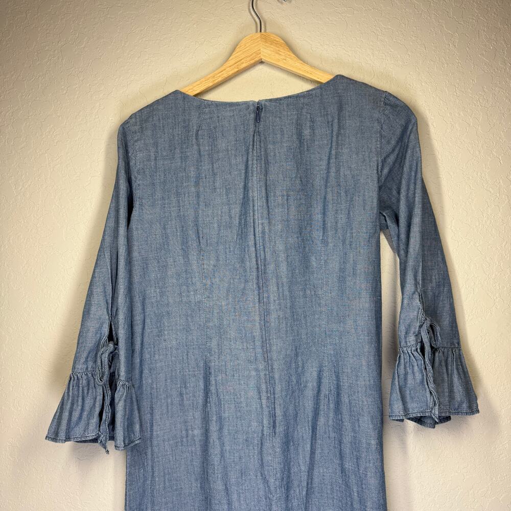 Women's J. Crew Pullover Chambray Shift Three Quarter Sleeve Dress Size‎ 4 - Picture 8 of 8